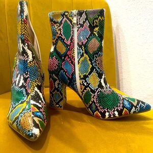 Multicolor python boots Size 10